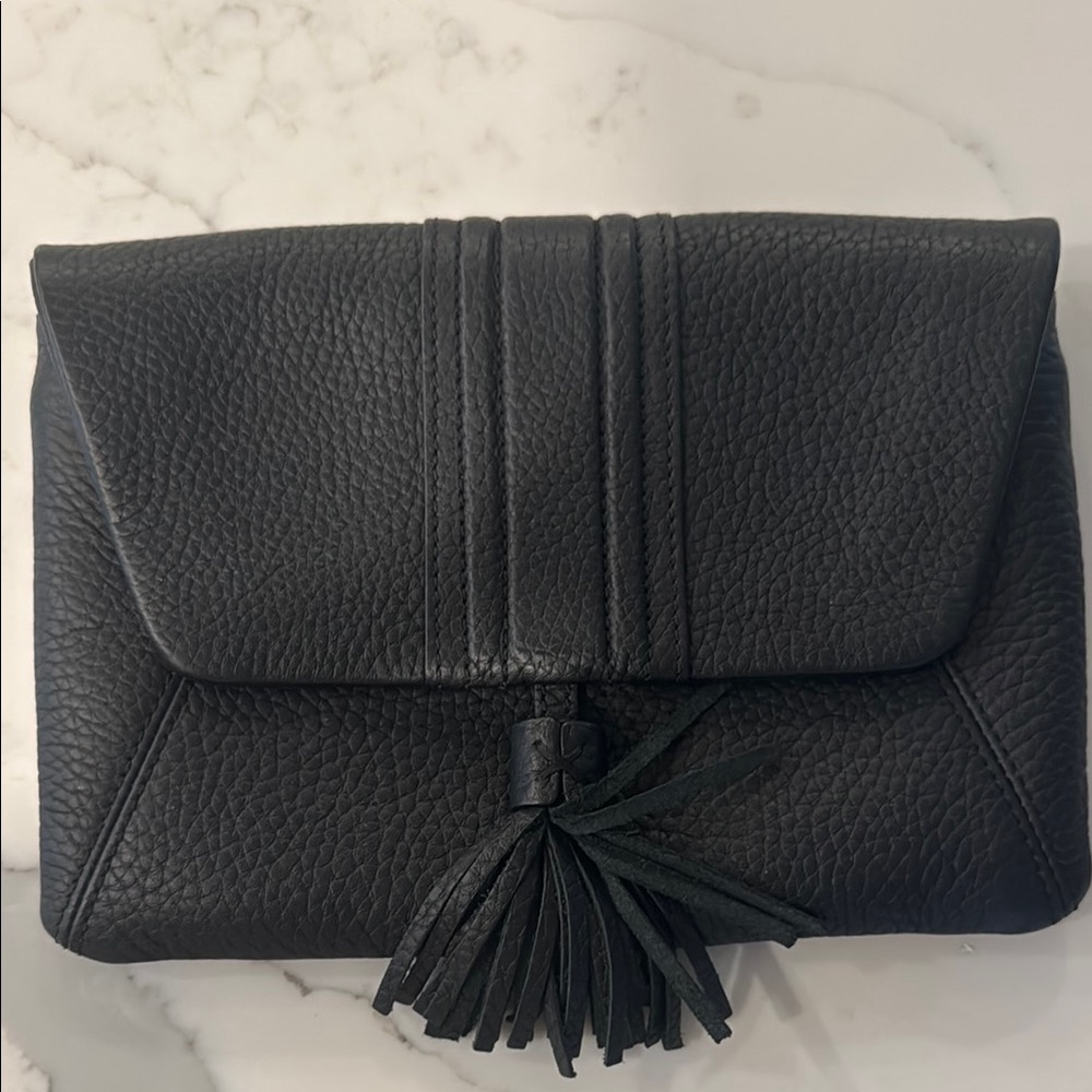 Black Leather Clutch Bag from Gigi New York